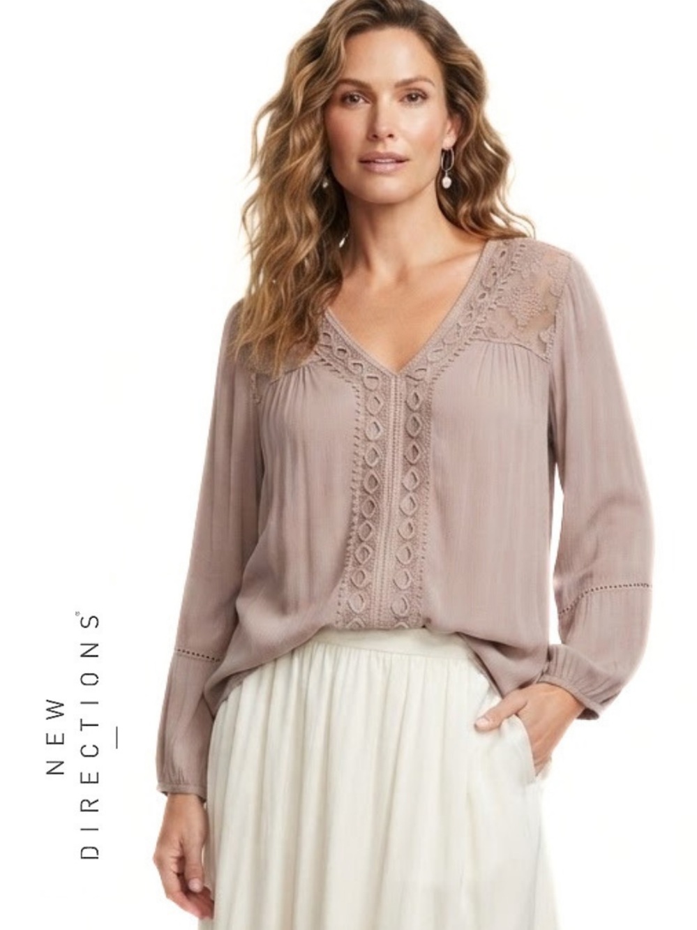 Boho Blouse • NWT
New Directions • Lace Peasant Blouse